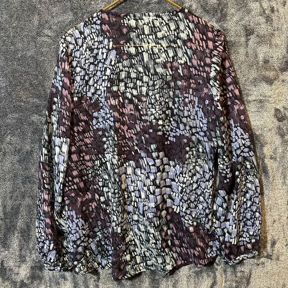 Colorful Sheer Blouse Top Womens Medium Travel Smith USA Made Boho Mom - Picture 2 of 7